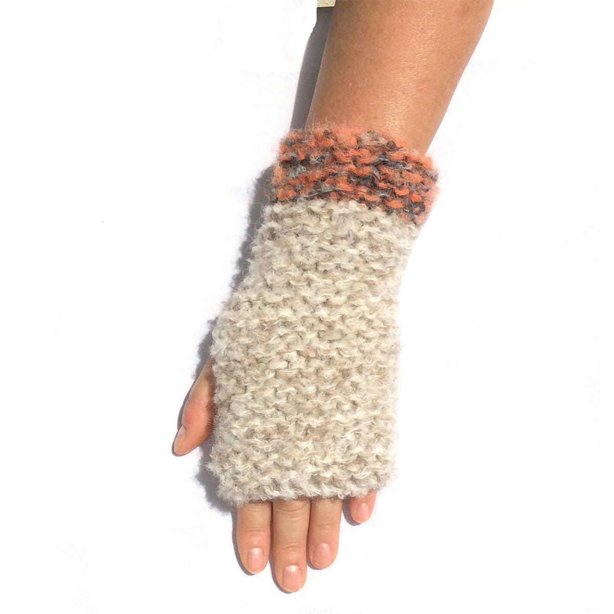 BKW001 Hand Knit 2 Color Hand Warmers