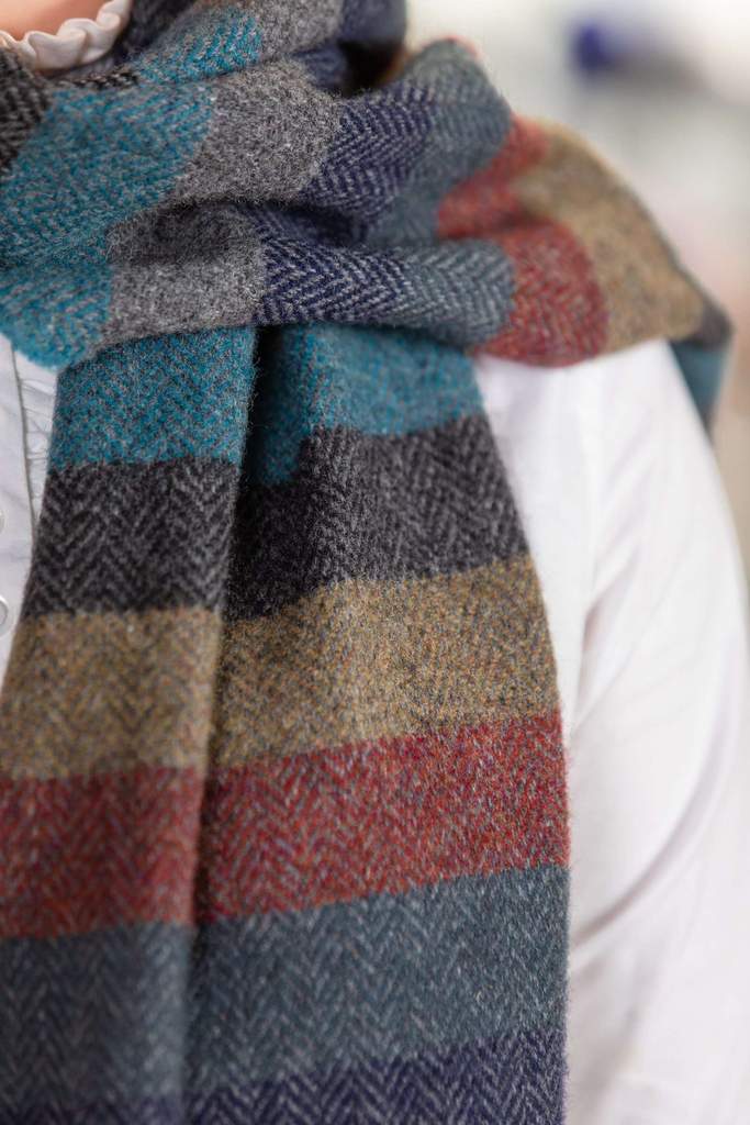4064/A1 Winter stripe Lambs Wool Scarf