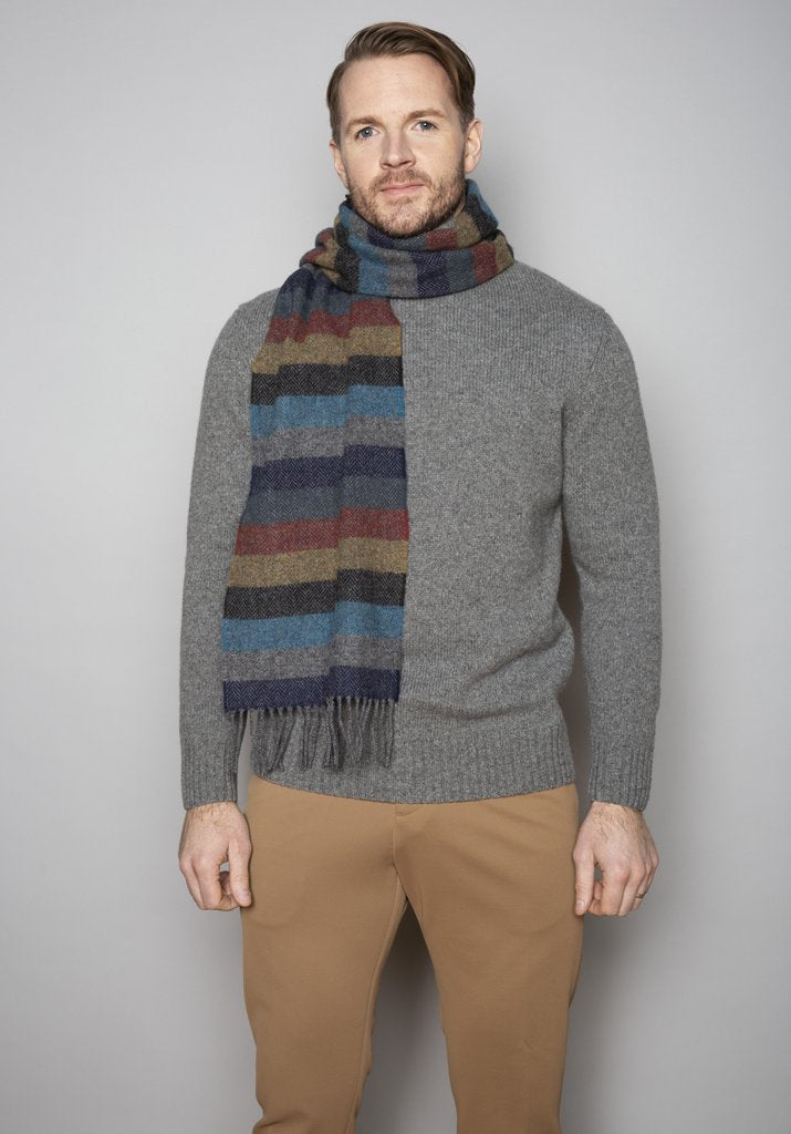 4064/A1 Winter stripe Lambs Wool Scarf