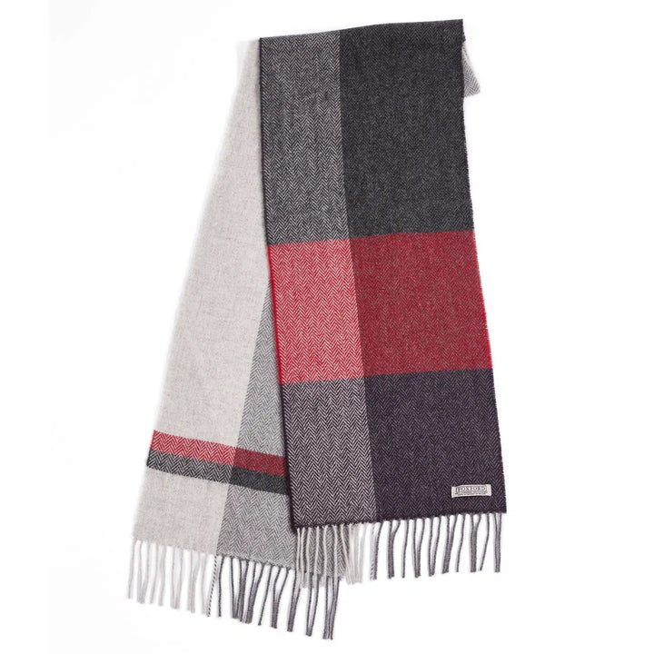 4365/B2 Aubergine Block Striped Lambs Wool scarf