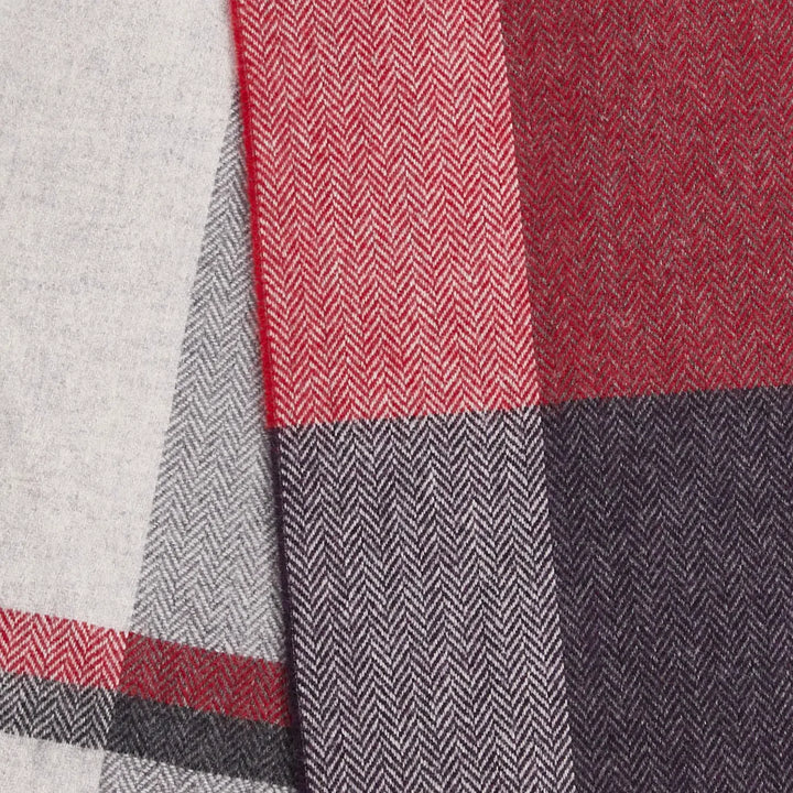 4365/B2 Aubergine Block Striped Lambs Wool scarf