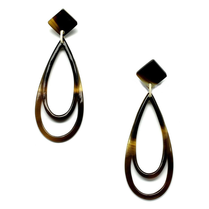 Q10556 Horn Natural Double Ovals Earrings