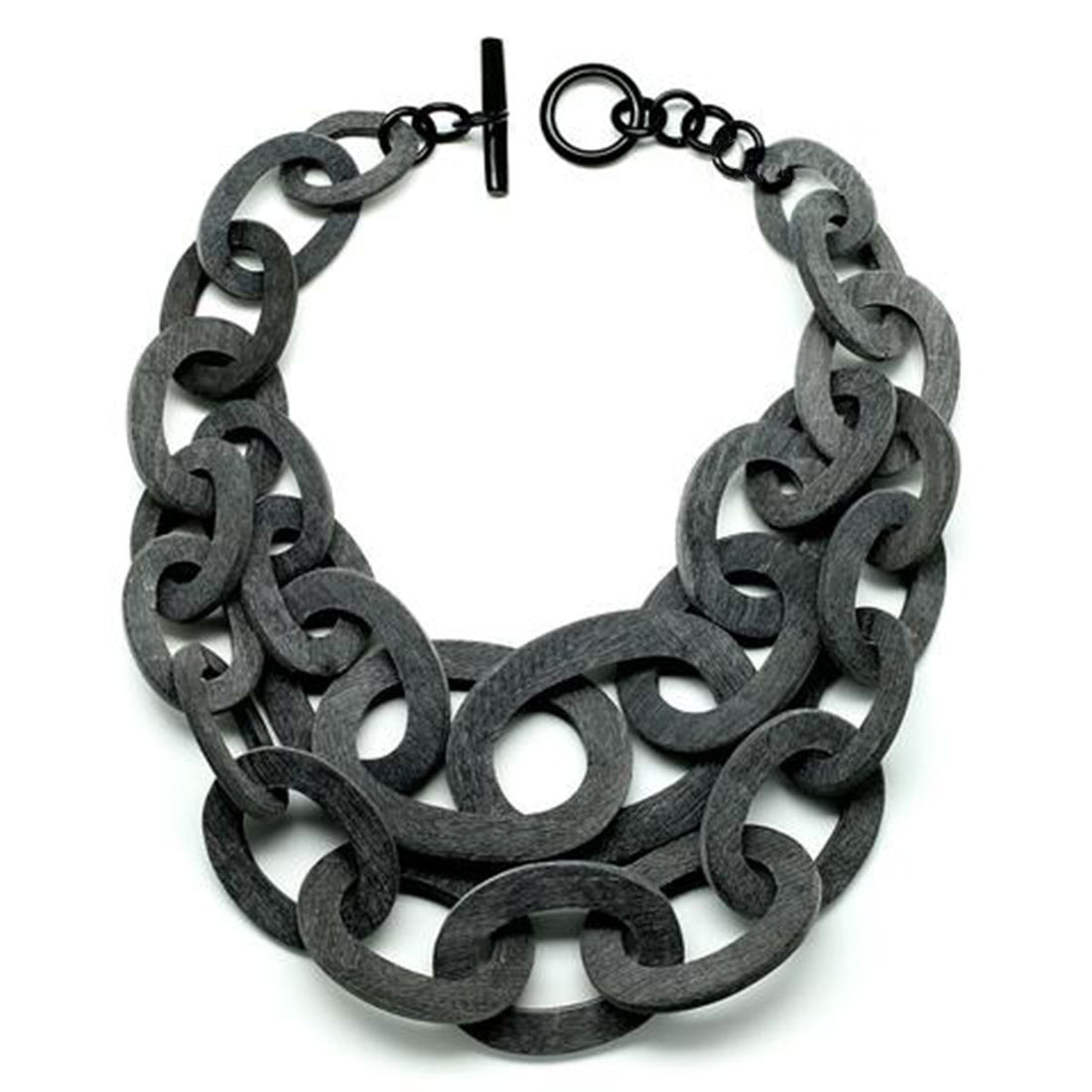 Q11731 Water Buffalo Horn Unpolished Layered Necklace