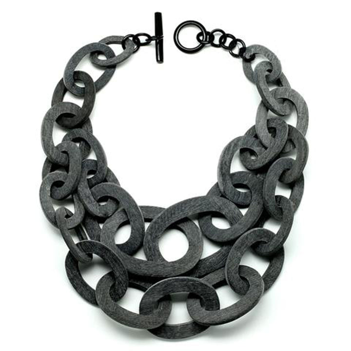 Q11731 Water Buffalo Horn Unpolished Layered Necklace