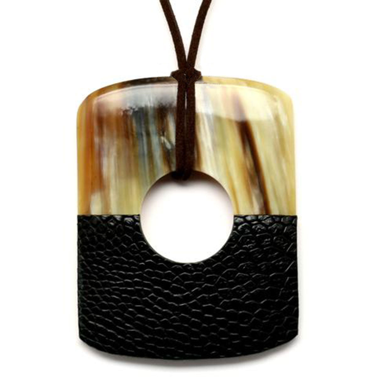 Q12521 LEATHER & WATER BUFFALO PENDANT