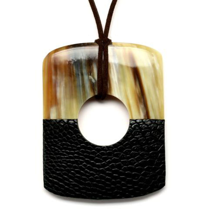 Q12521 LEATHER & WATER BUFFALO PENDANT