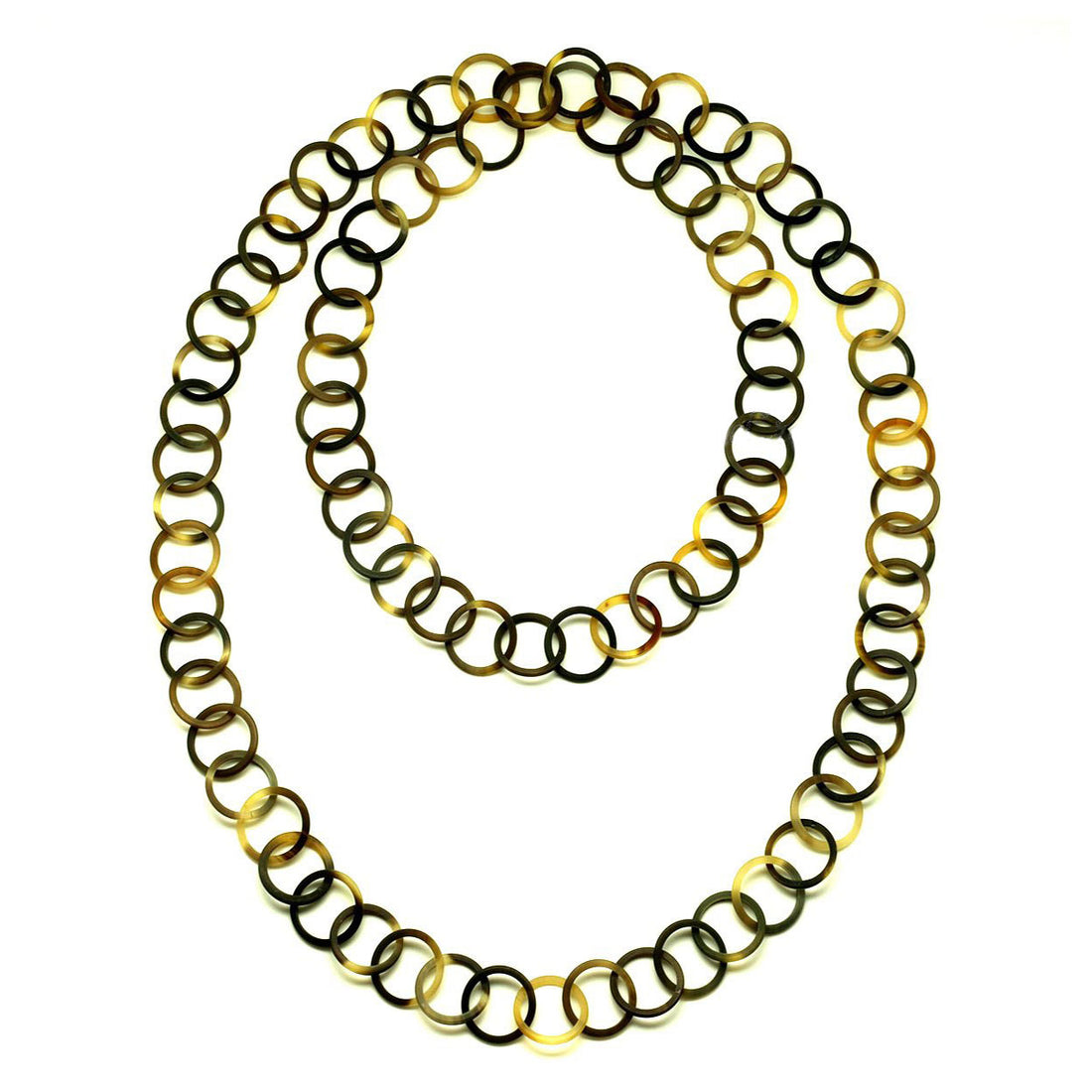 Q13383 Mat Dark and Light Links Water Buffalo Necklace