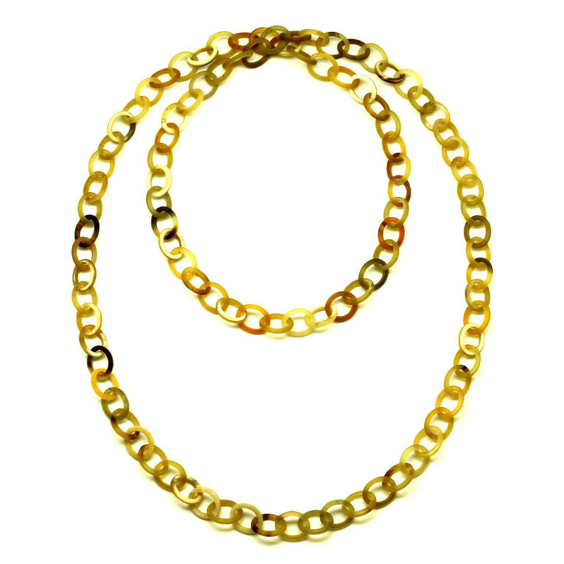 Q13385 Mat Dark and Light Links Water Buffalo Necklace