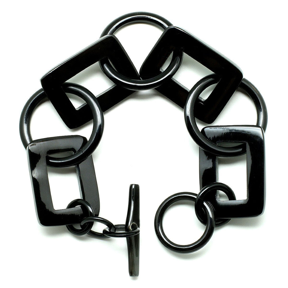 Q9633 Linked Squares Water Buffalo Horn Bracelet