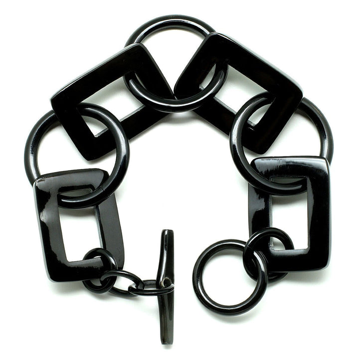Q9633 Linked Squares Water Buffalo Horn Bracelet