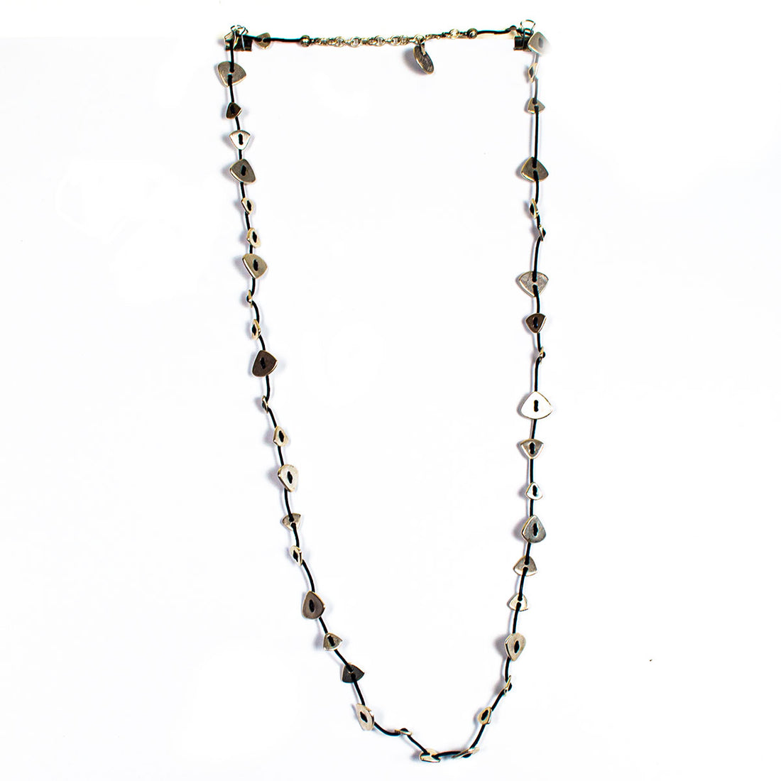 SLVR1060 SILVER PLATE NECKLACE  WITH TRIANGLES