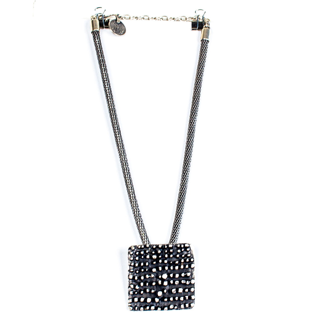 SLVR1859 WAFFLE SQUARE NECKLACE