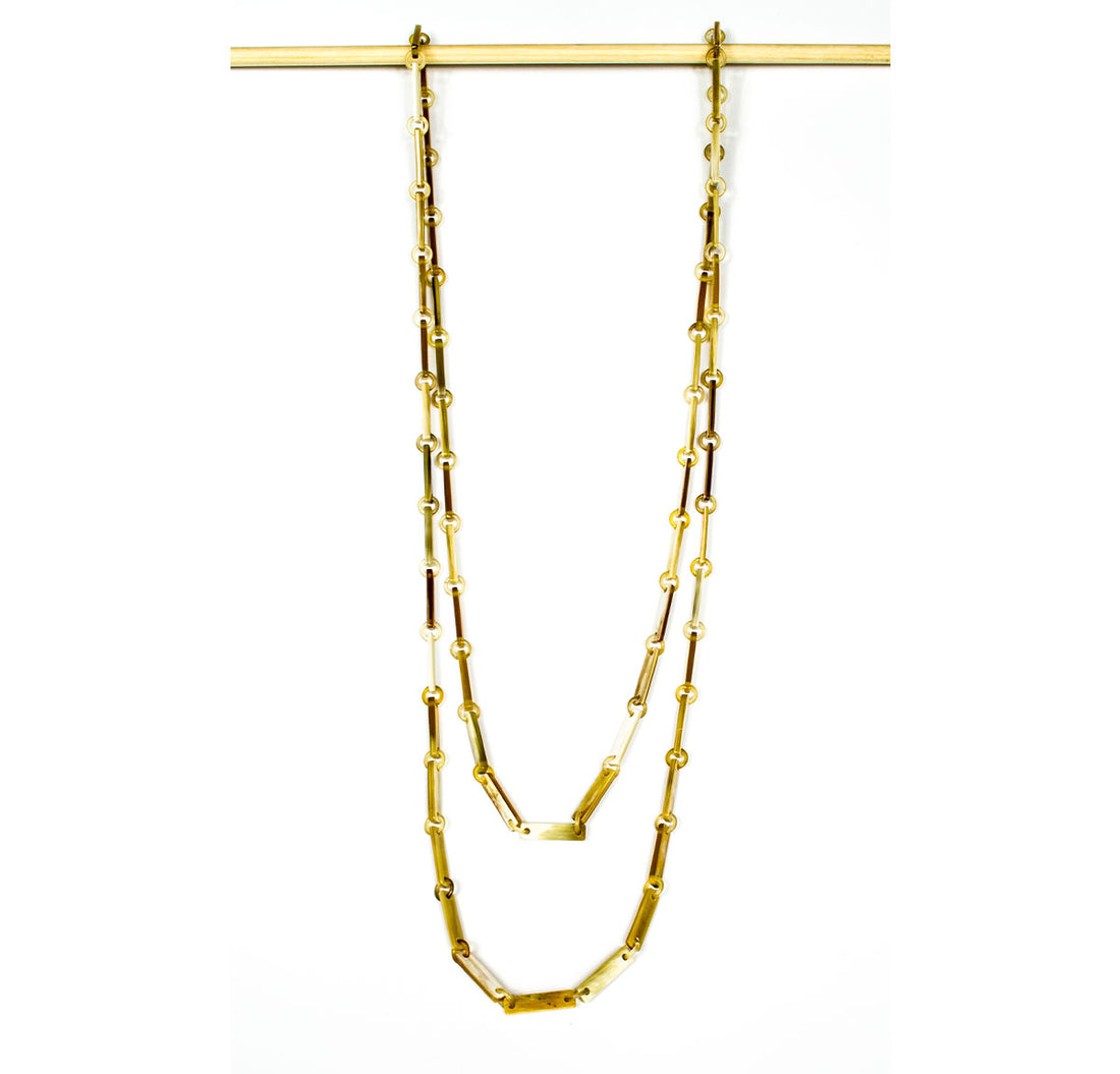 BKN026 Small Rectangles Horn Necklace