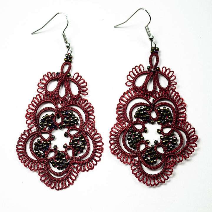 FCE001 Tatted Flower Earrings