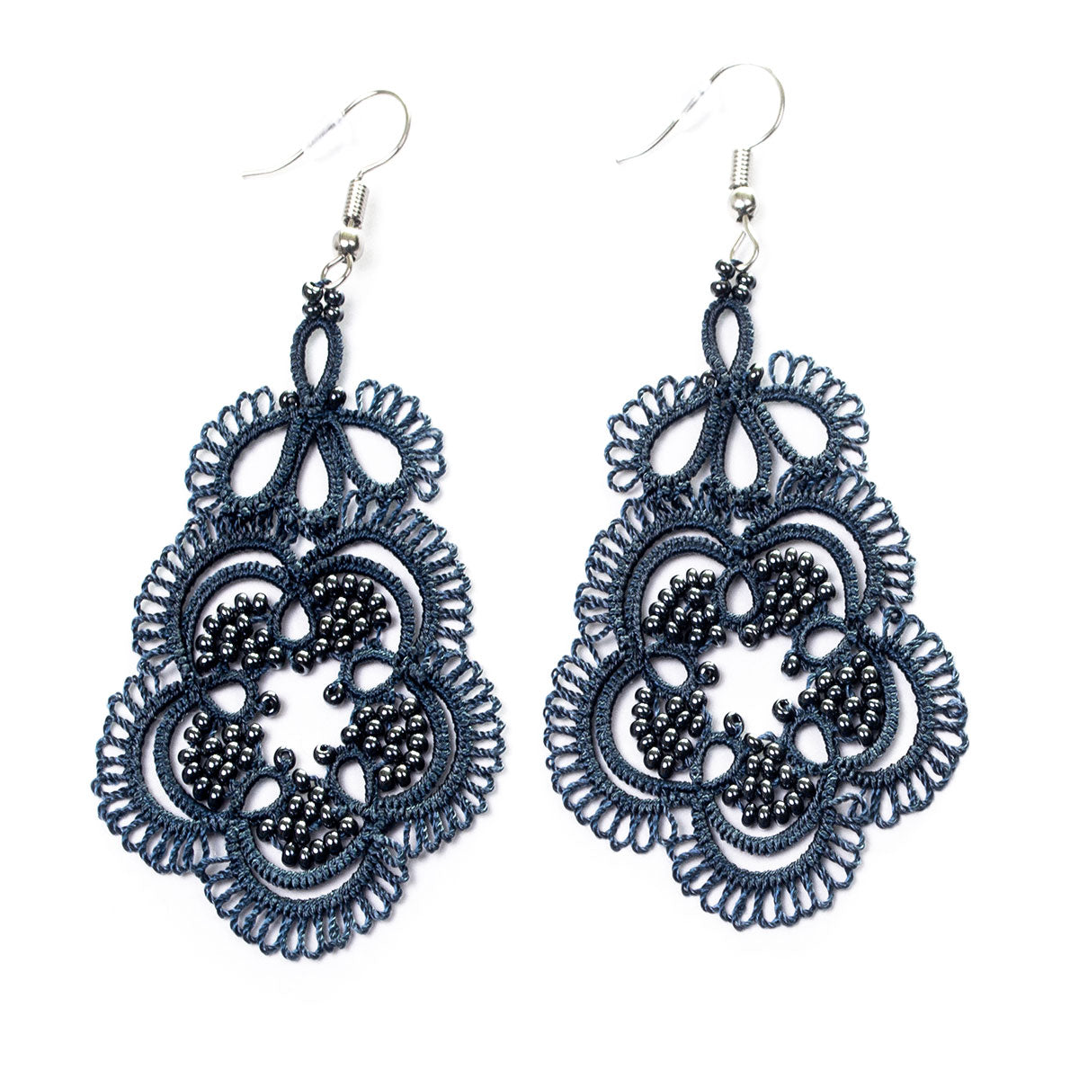 FCE001 Tatted Flower Earrings