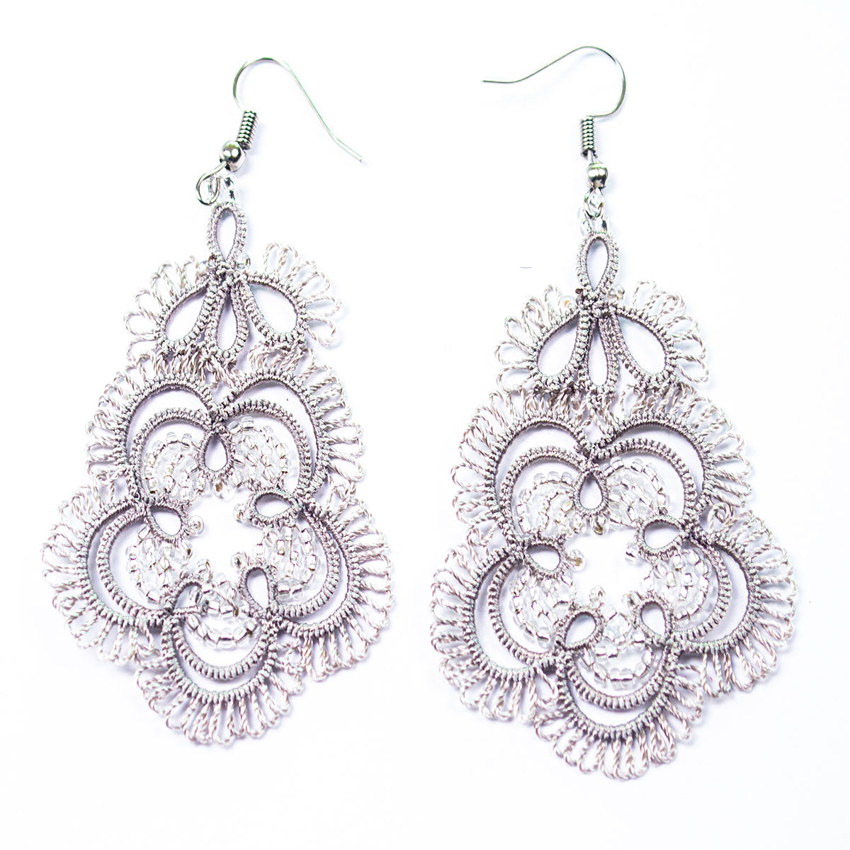 FCE001 Tatted Flower Earrings