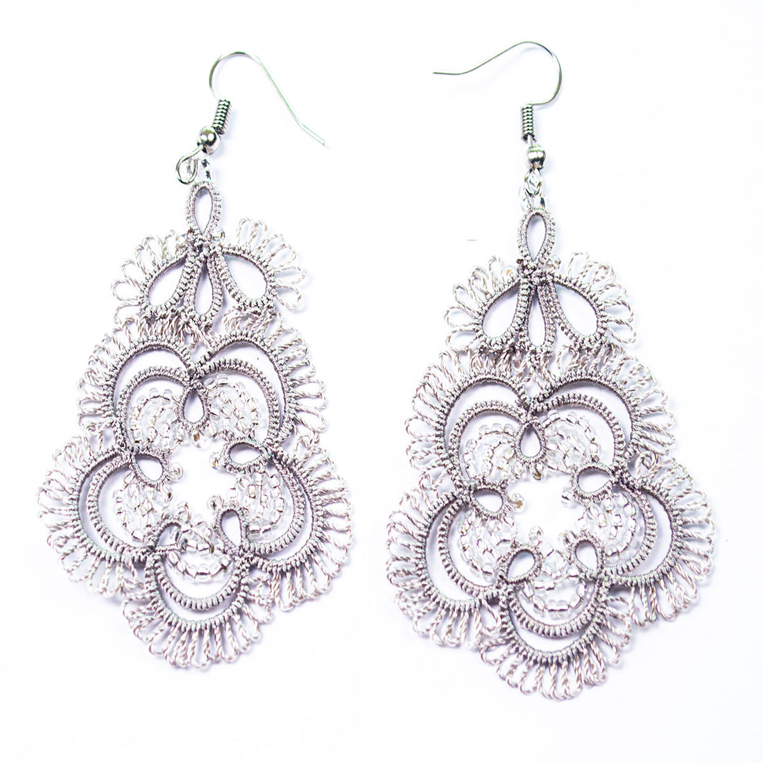 FCE001 Tatted Flower Earrings