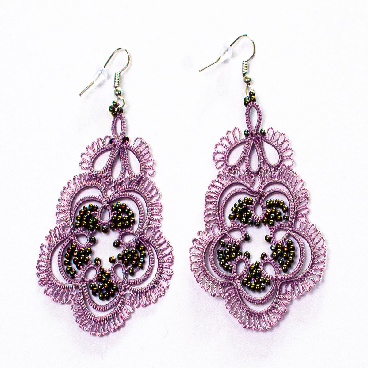 FCE001 Tatted Flower Earrings