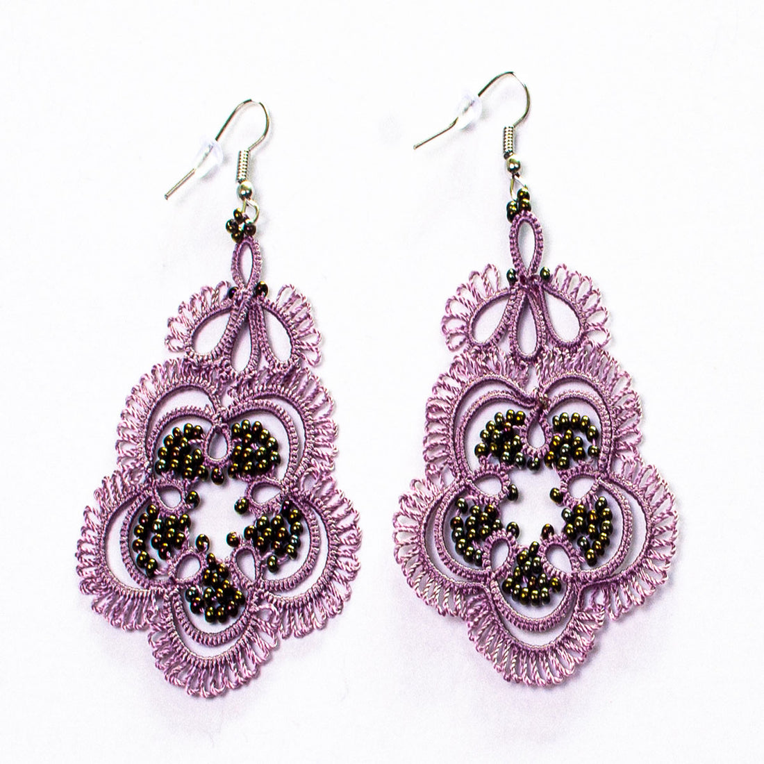 FCE001 Tatted Flower Earrings