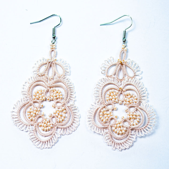 FCE001 Tatted Flower Earrings