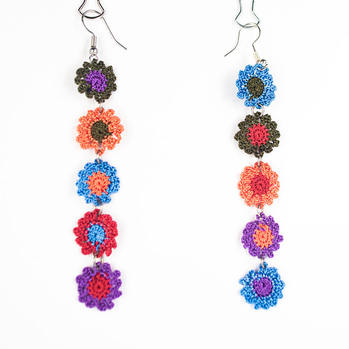 FCE074 Colorful Daisies Earrings