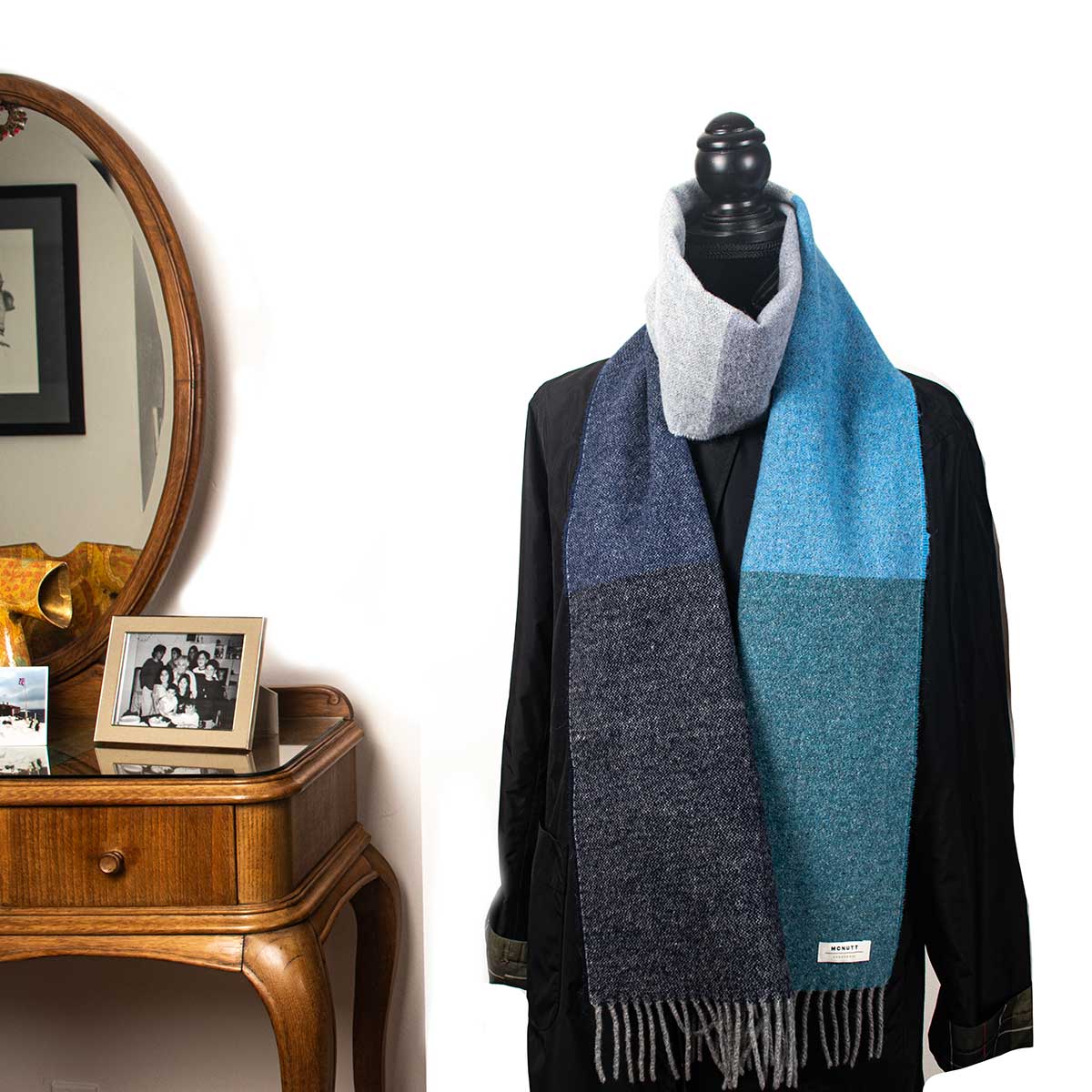 Marine Strip Lamb Wool Scarf