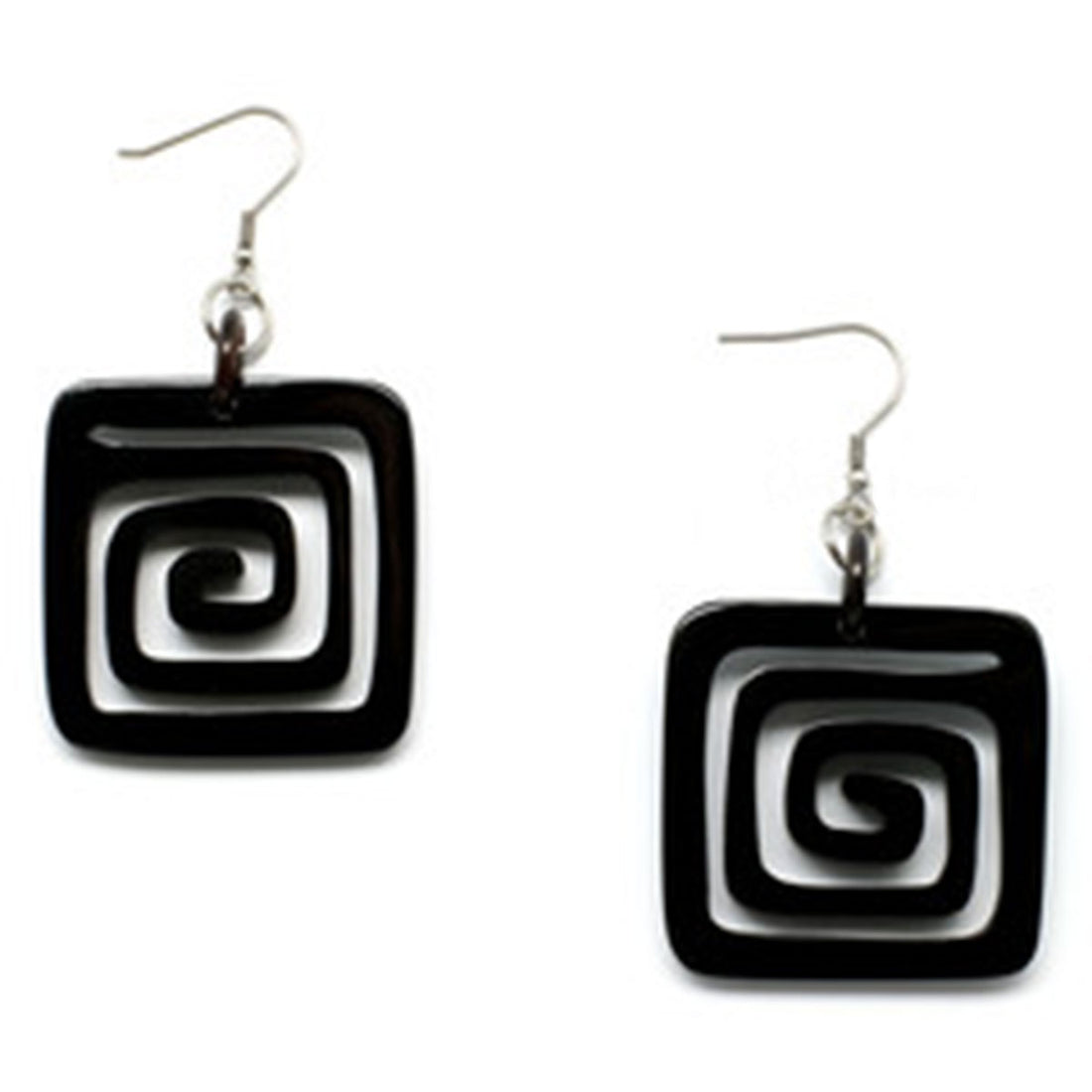 Q10060 Horn Natural Carved Square Earrings