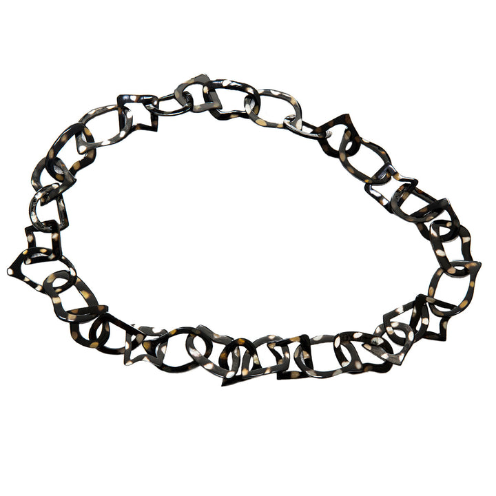 Q11196N Water Buffalo Horn Uneven Links Necklace