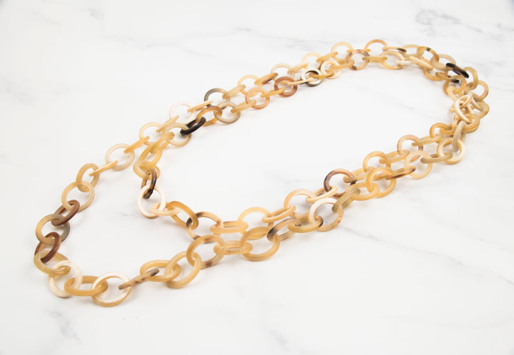 Q13385 Mat Dark and Light Links Water Buffalo Necklace