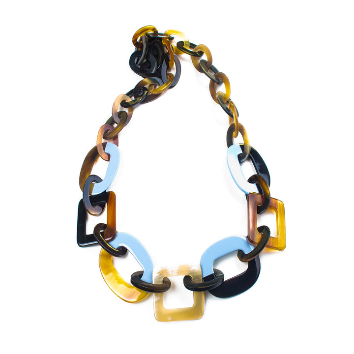 Q13545 Water Buffalo Horn Chain Of Shapes Necklace