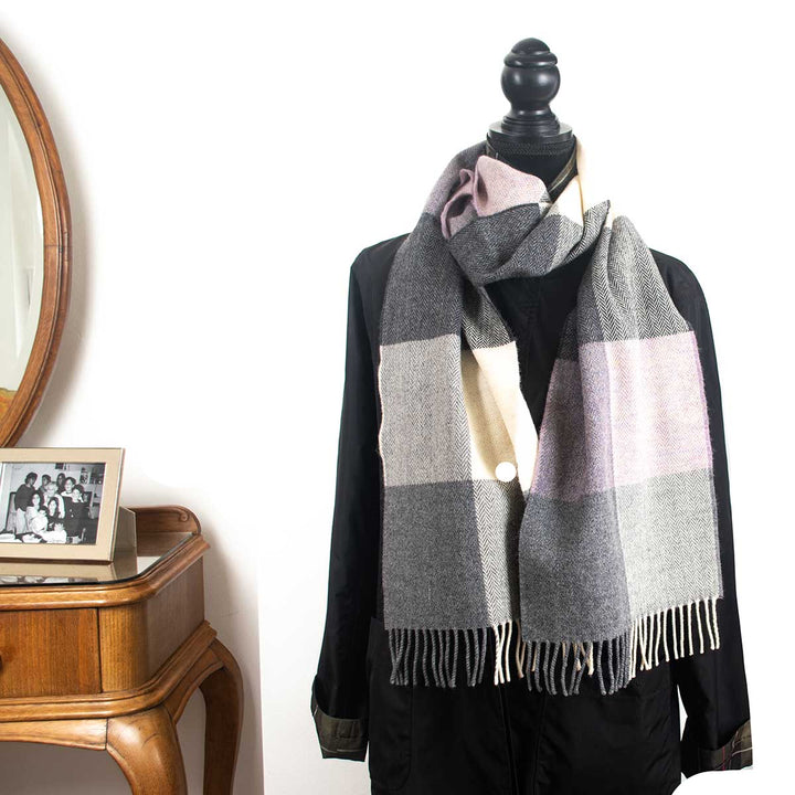 Rose & Grey Lambs Wool Scarf