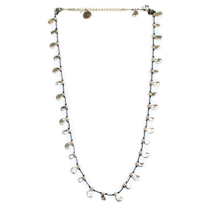 SLVR1058 LONG TEAR DROPS SILVER PLATED NECKLACE
