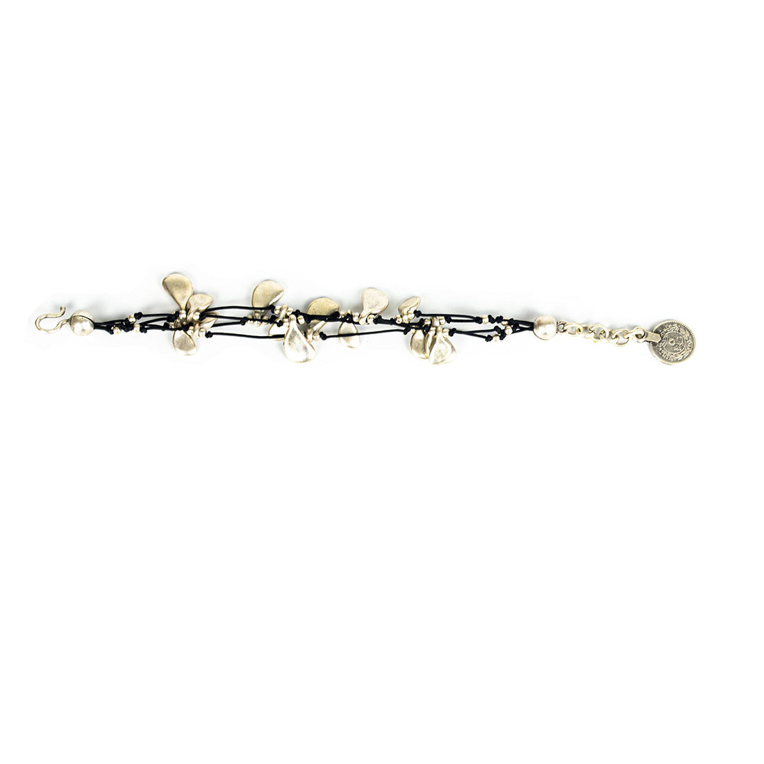 SLVR2046 TEAR DROP SHAPE STRING BRACELET