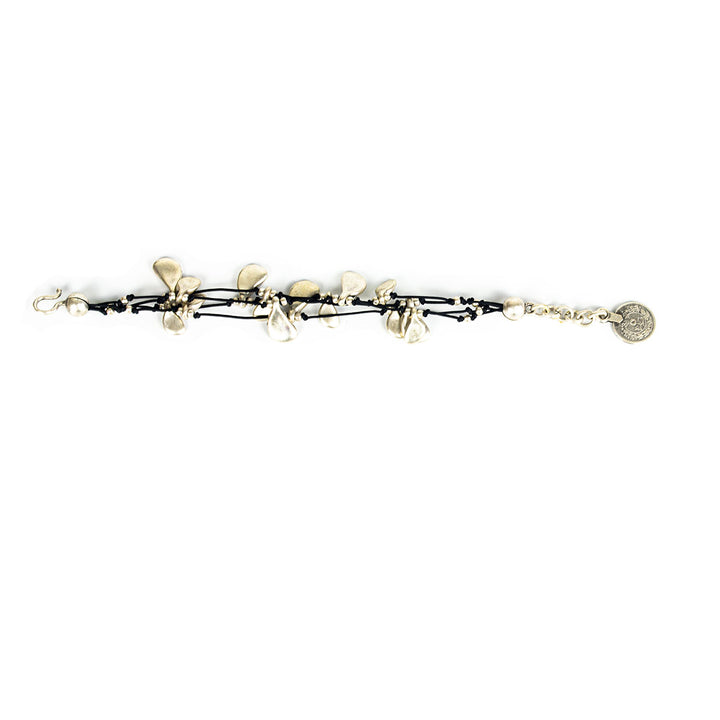 SLVR2046 TEAR DROP SHAPE STRING BRACELET