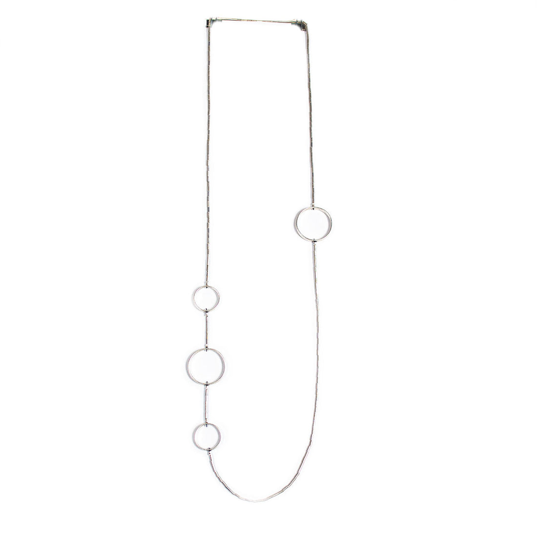 SLVR6003 SILVER PLATE OVALS NECKLACE