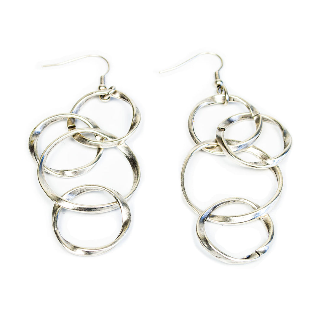 TE4622 TWO ROWS OF CIRCLES EARRINGS