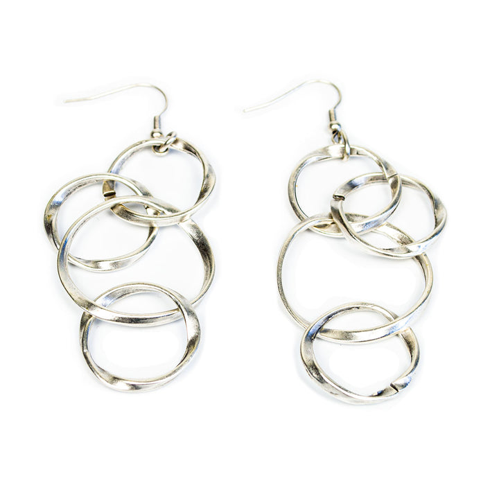 TE4622 TWO ROWS OF CIRCLES EARRINGS