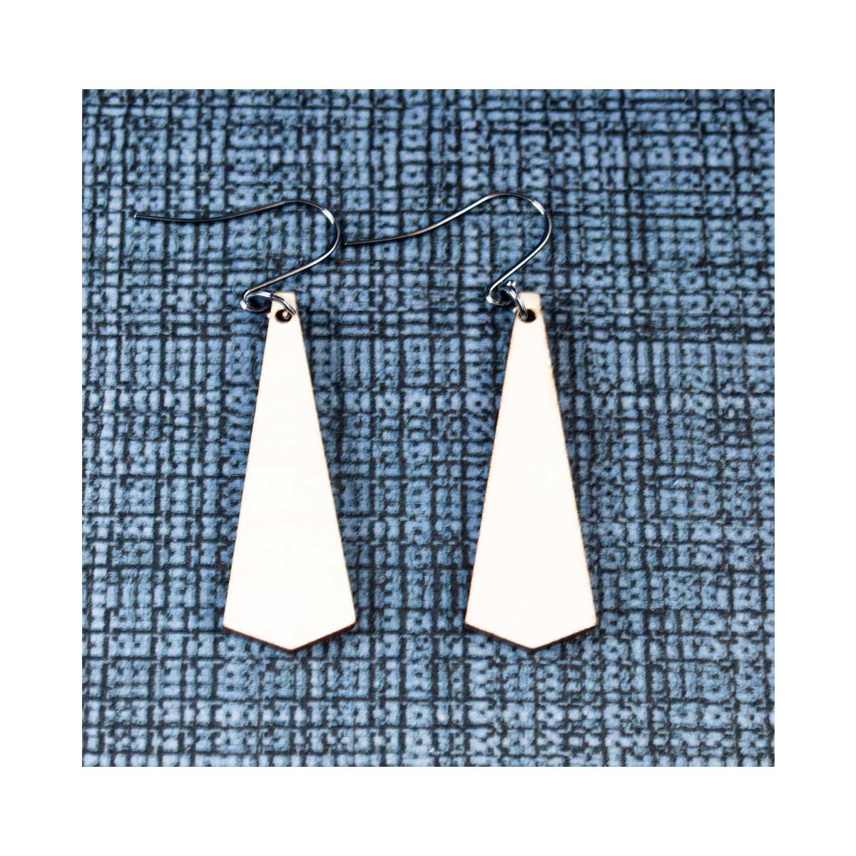 WE022 GEOMETRIC ARROW  WOOD EARRING