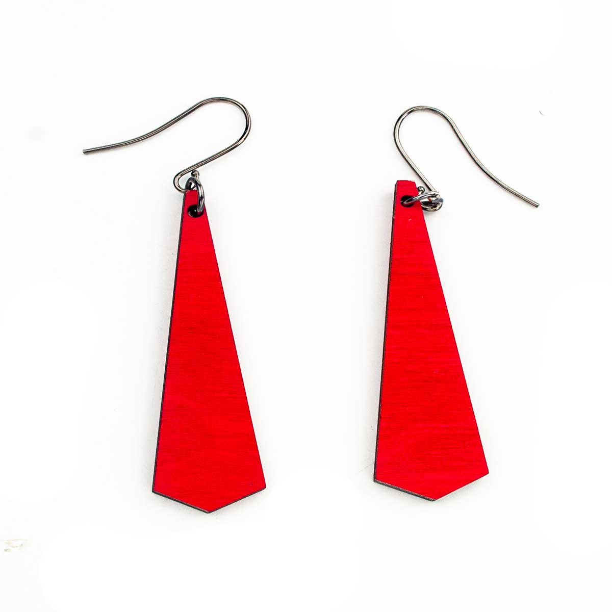 WE022 GEOMETRIC ARROW  WOOD EARRING