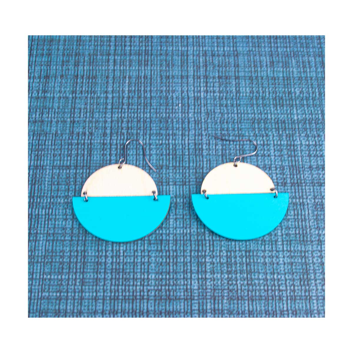 WE010 TWO HALF CIRCLES WOOD EARRING