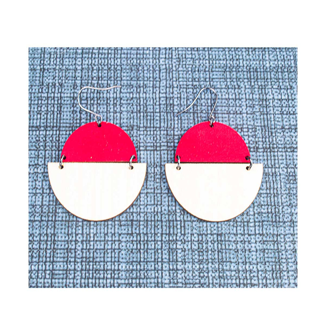 WE010 TWO HALF CIRCLES WOOD EARRING